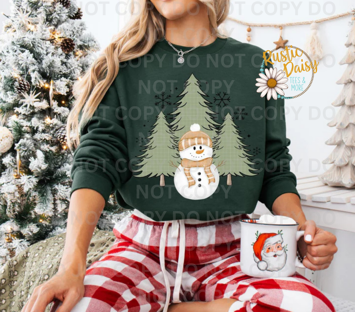 Three Trees With Snowman