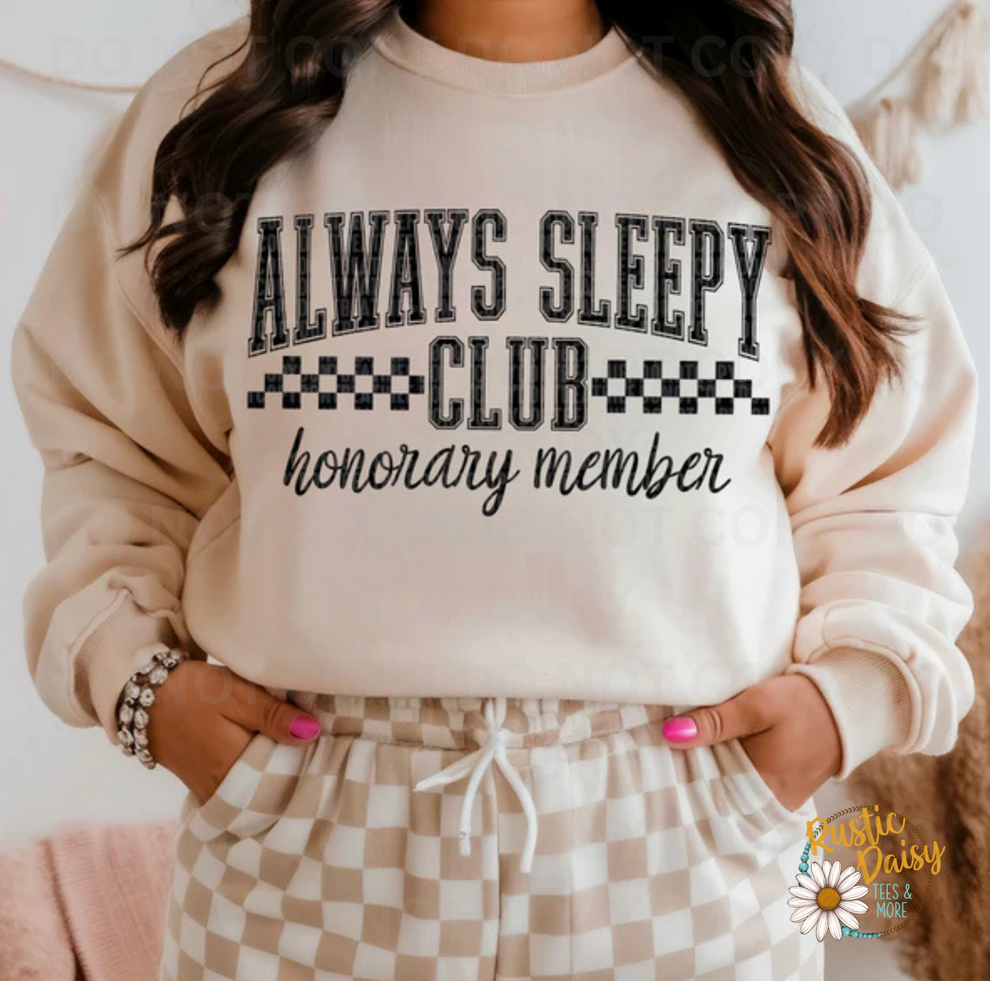 T-shirt with Always Sleepy Club text design