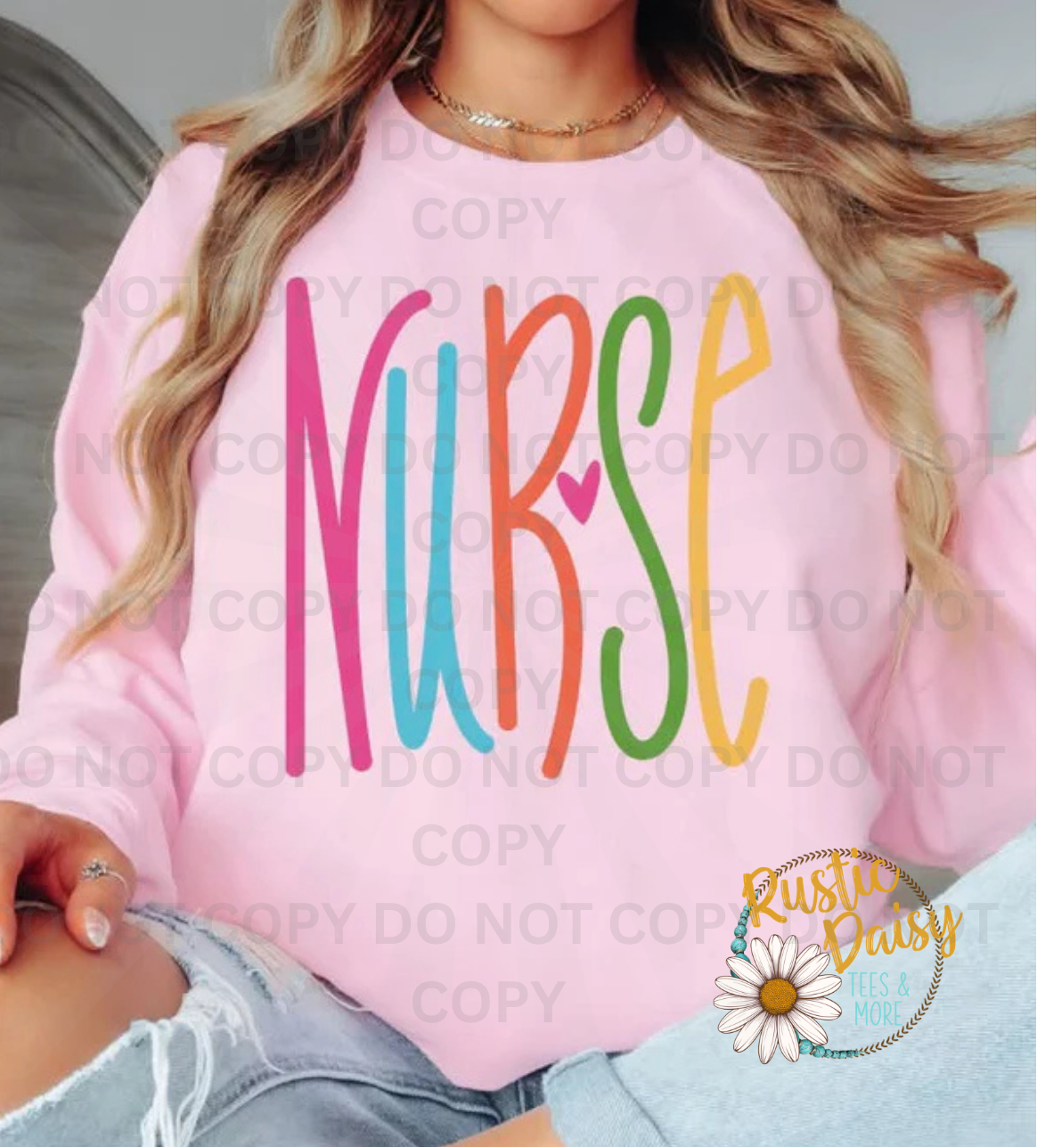 "Nurse" in multicolor hand-lettered style with a small heart accent.