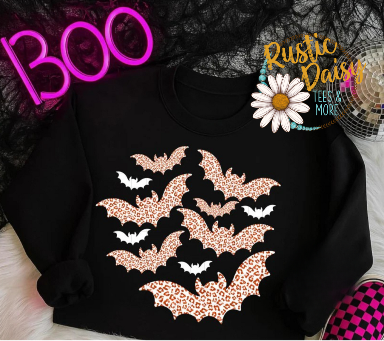 Orange Leopard & White Bats