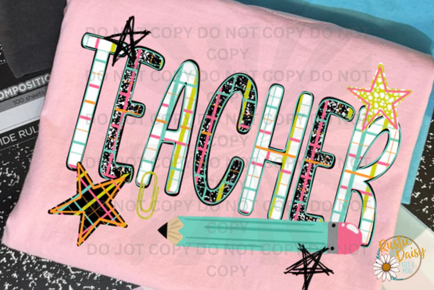 Teacher With Blue Pencil & Stars