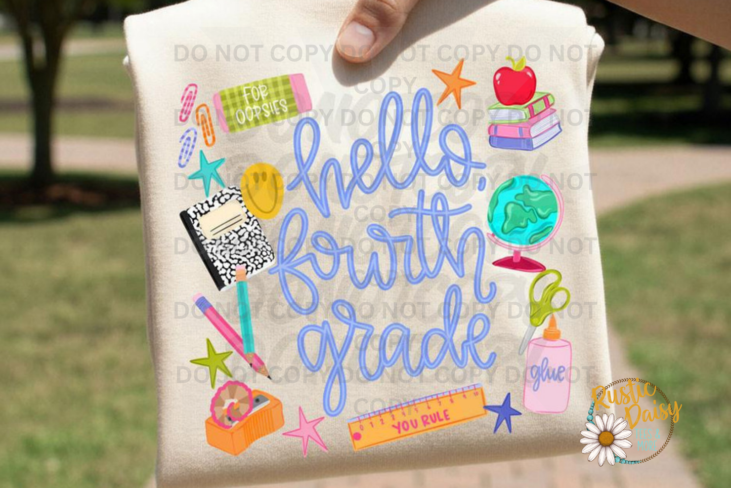 Hello "Grade" Blue Letters (Pre-K-4th)
