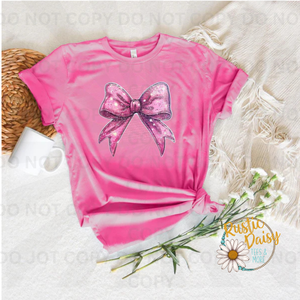 Cute pink ribbon bow with sparkly finish