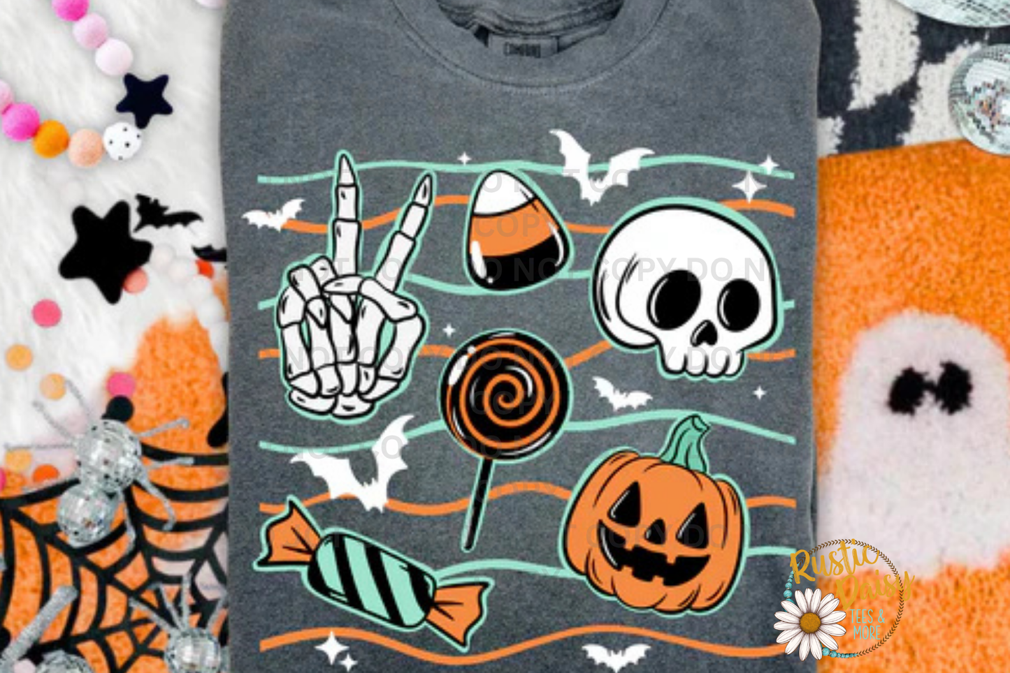 Spooky Things Wavy Lines (White)