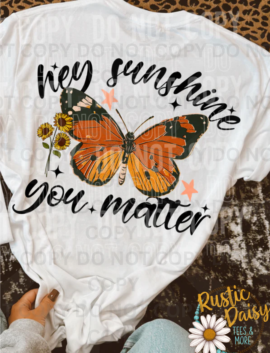 Monarch butterfly with sunflowers and encouraging script