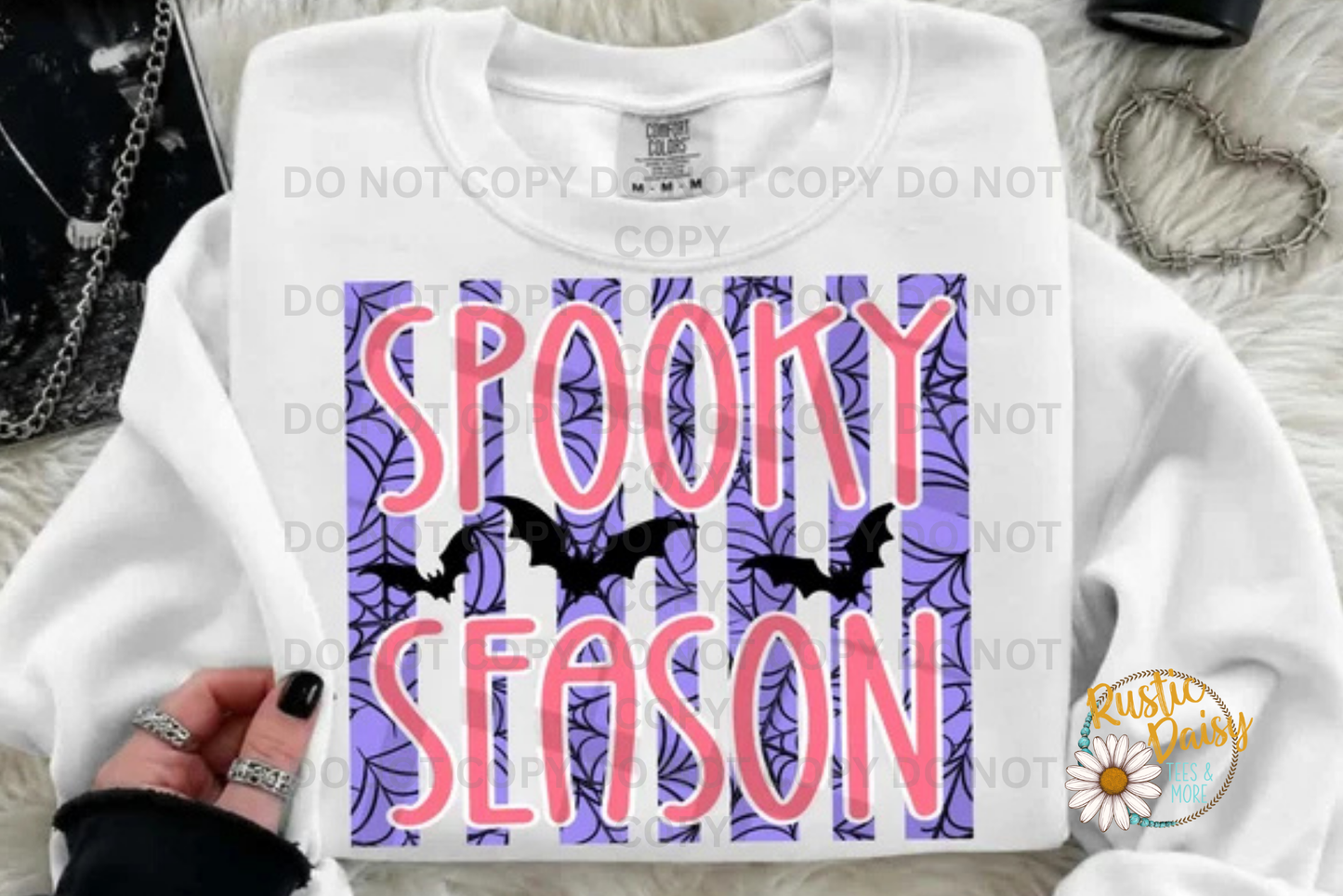 Spooky Season Pink Lettering Purple Stripes