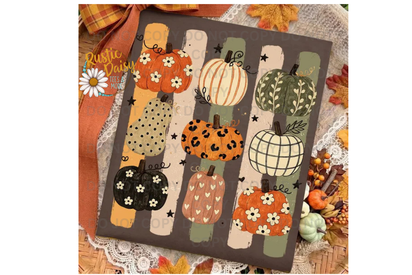 Patterned Pumpkin & Gourds Vertical Stripes