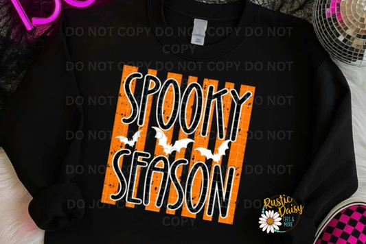Spooky Season Black Lettering Orange Stripes