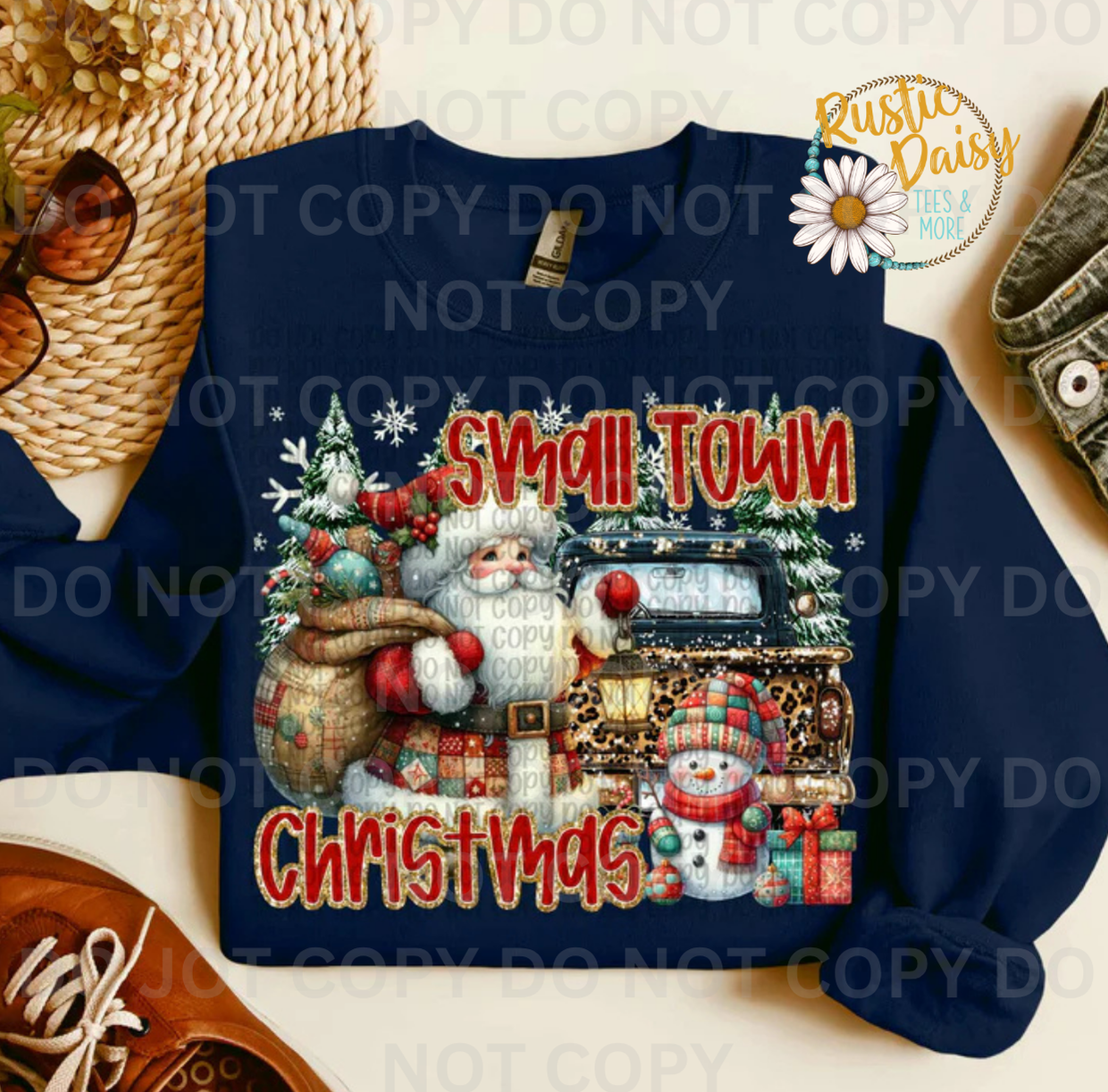 Small Town Christmas Santa Snowman & Truck