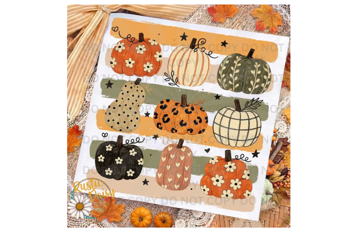 Patterned Pumpkin & Gourds Horizontal Stripes