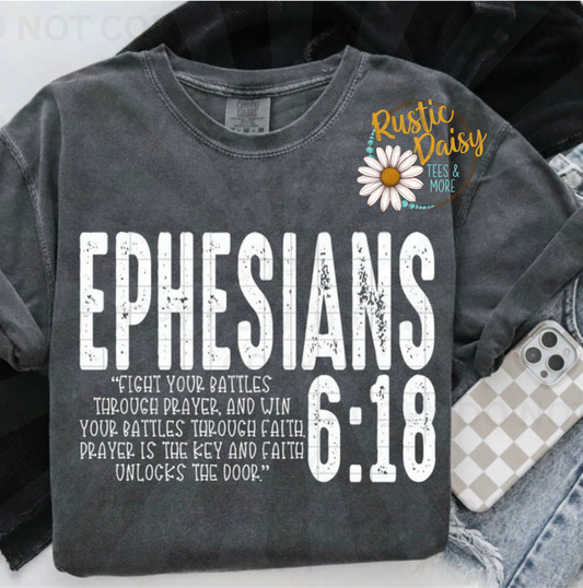 Ephesians 6:18 faith and prayer scripture in white text"