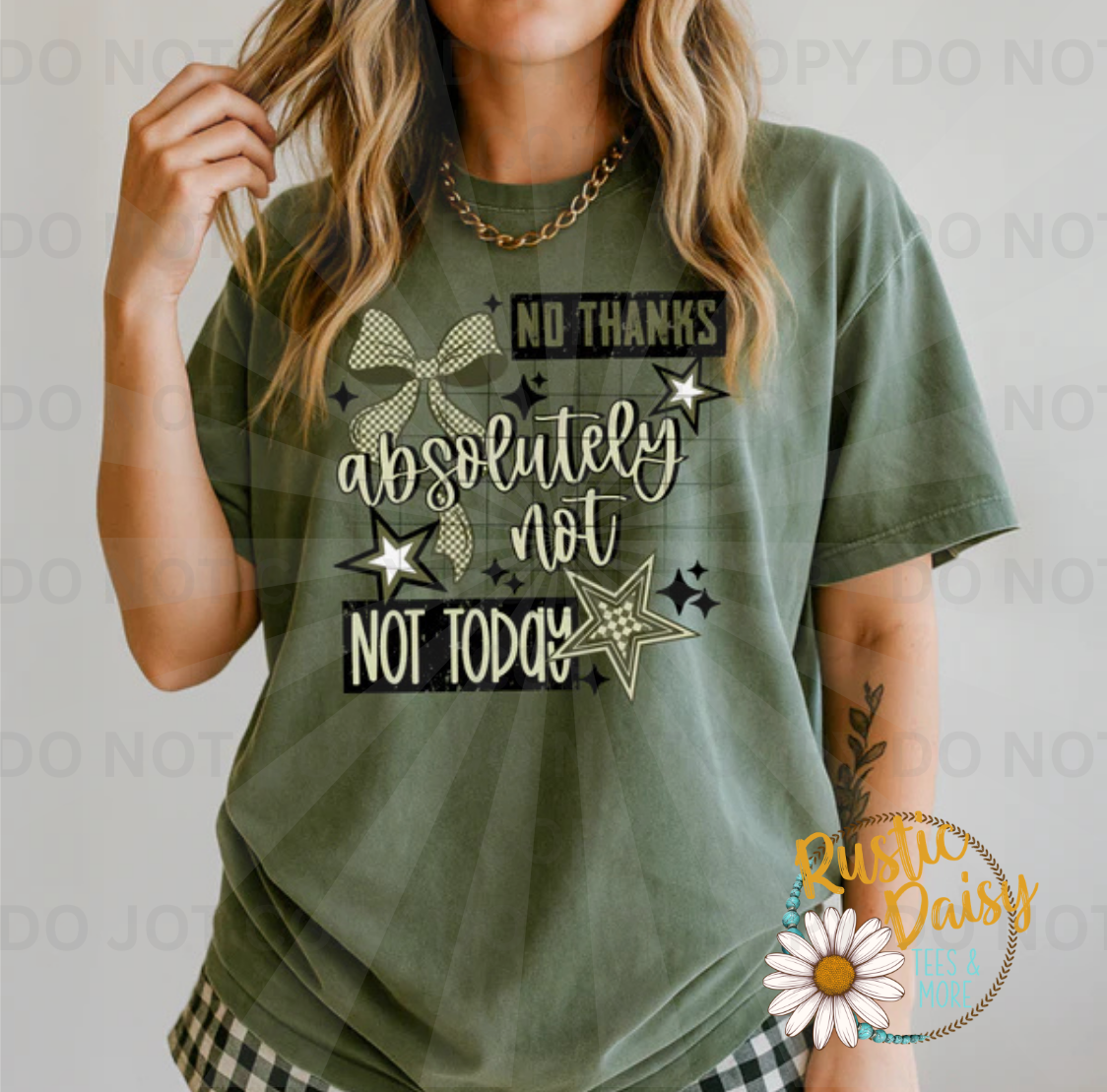 No thanks absolutely not not today text with stars and bow