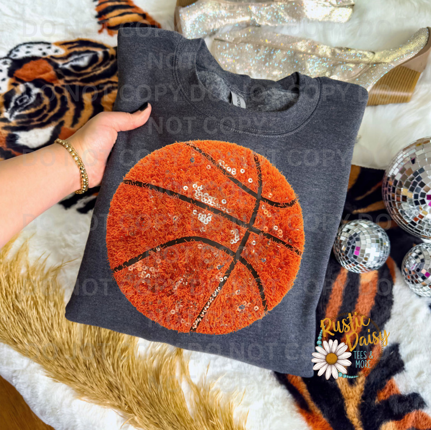 Faux Yarn And Sequin Basketball