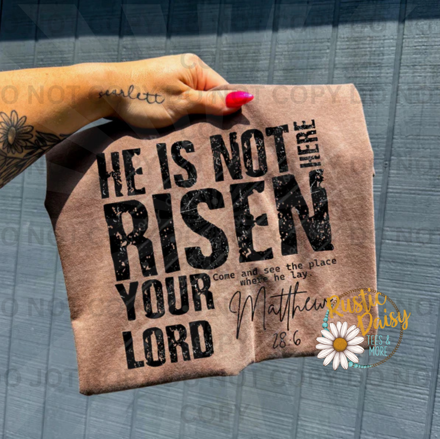 He is not here risen your lord come and see the place where he lay text with Matthew 28:6 scripture reference