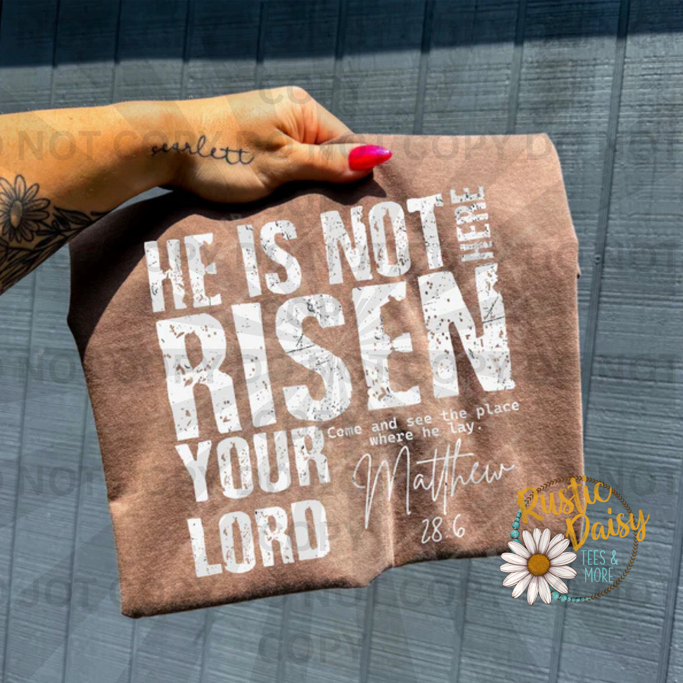 He is not here risen your lord come and see the place where he lay text with Matthew 28:6 scripture reference