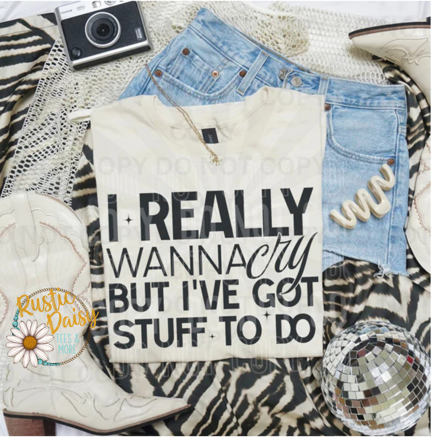 I really wanna cry but I've got stuff to do black text with checkered pattern accent