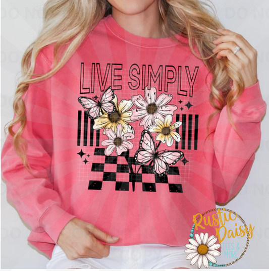  Live simply flowers and checkered pattern design