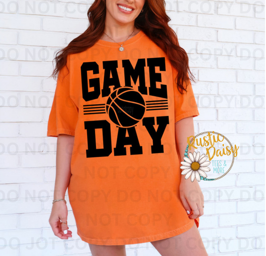 T-shirt with Basketball Game Day text in black