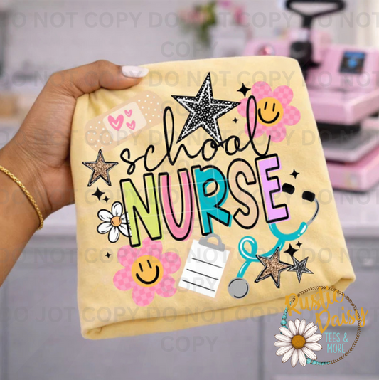 School Nurse Happy Flowers