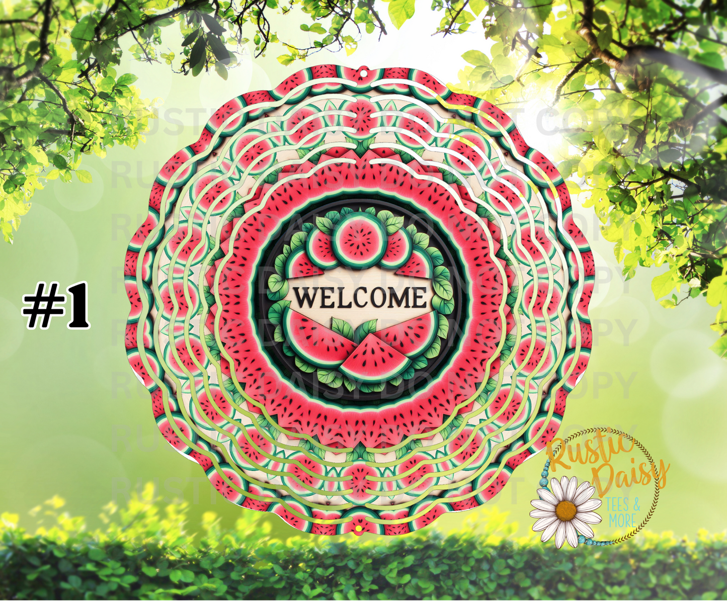 Watermelon Welcome 10-inch outdoor wind spinner