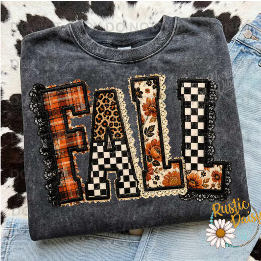 Pattern Filled Fall Lace Outline