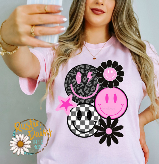 Pink Retro Happy Faces