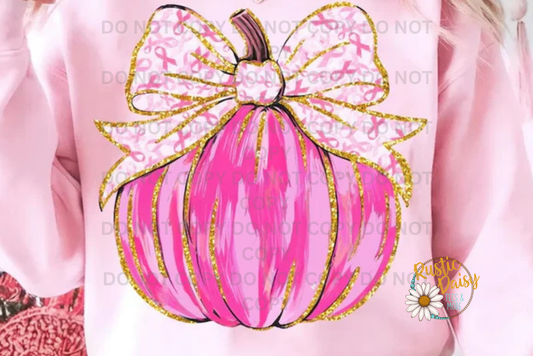 Pink Pumpkin Breast Cancer Bow