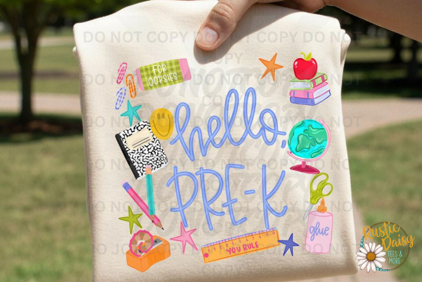 Hello "Grade" Blue Letters (Pre-K-4th)