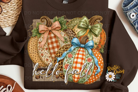 Hello Fall Fabric Pumpkins