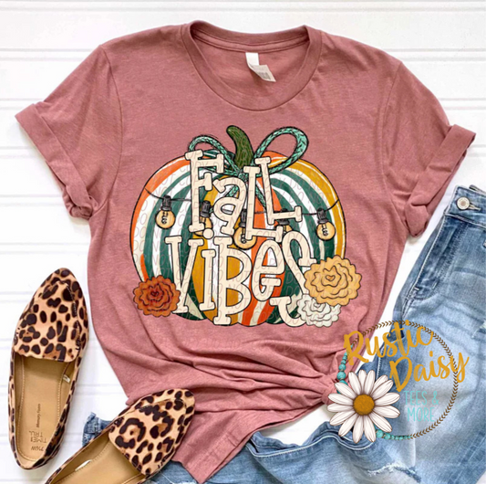 Fall Vibes Floral Retro Pumpkin