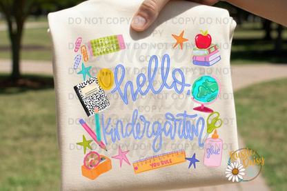 Hello "Grade" Blue Letters (Pre-K-4th)