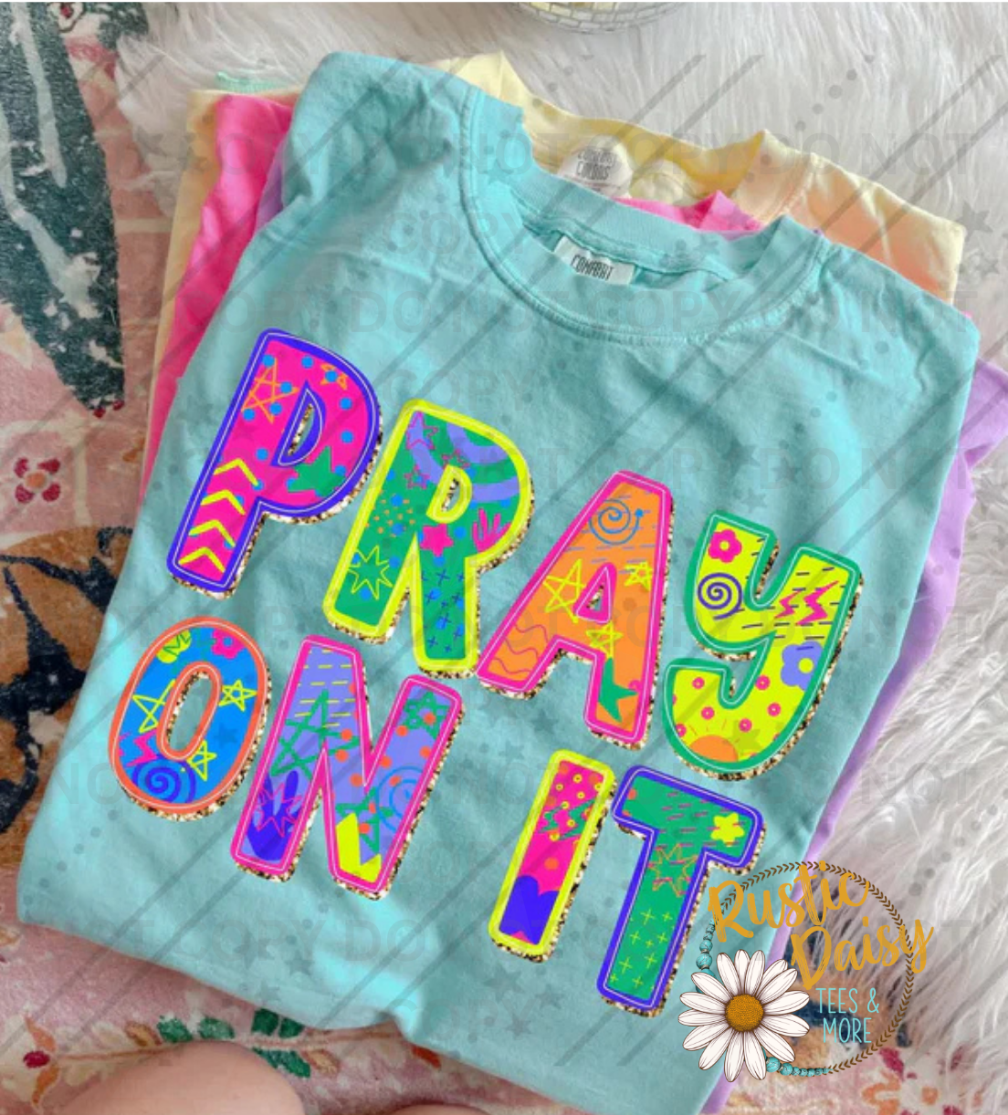 Pray On It Neon Outline