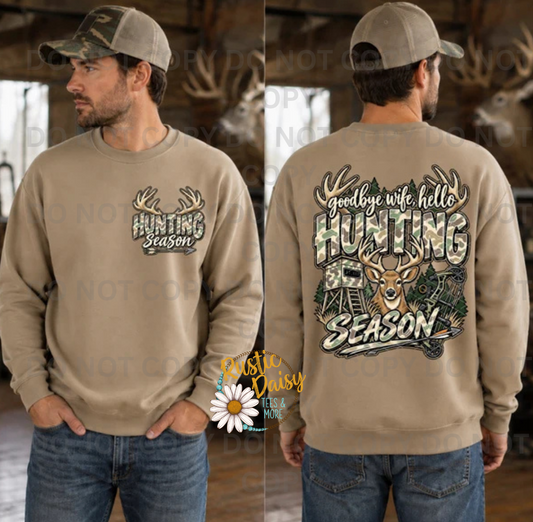 Goodbye Wife Hunting Season Camo  (Front & Back)