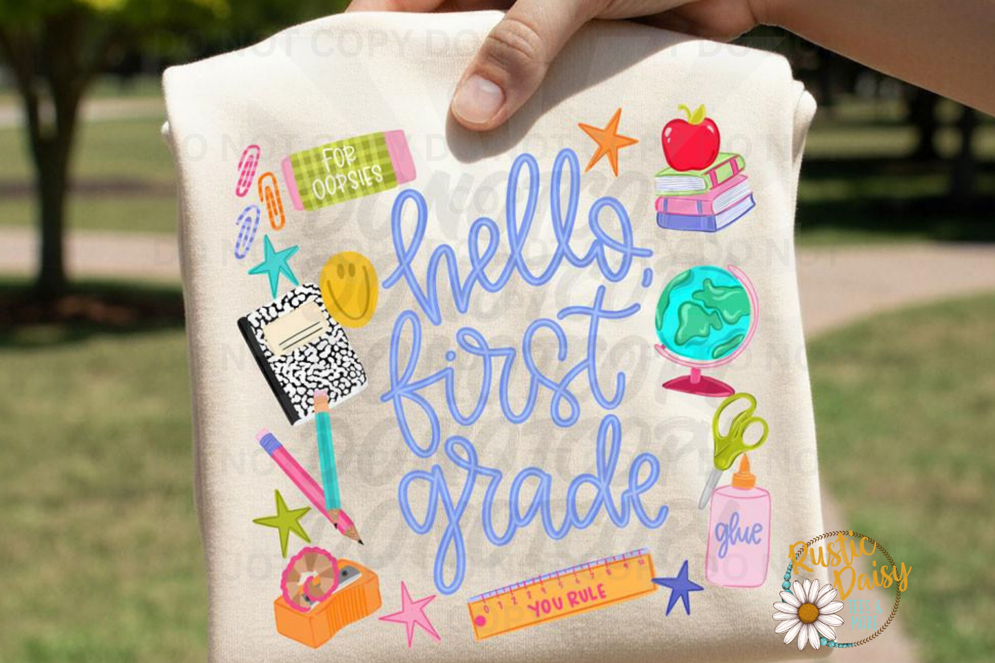Hello "Grade" Blue Letters (Pre-K-4th)