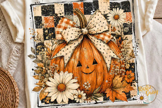 Happy  Jack O Lantern Checkered & Floral