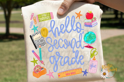 Hello "Grade" Blue Letters (Pre-K-4th)
