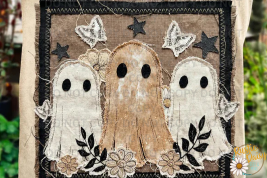 Ghost Trio Faux Patchwork Black Frame