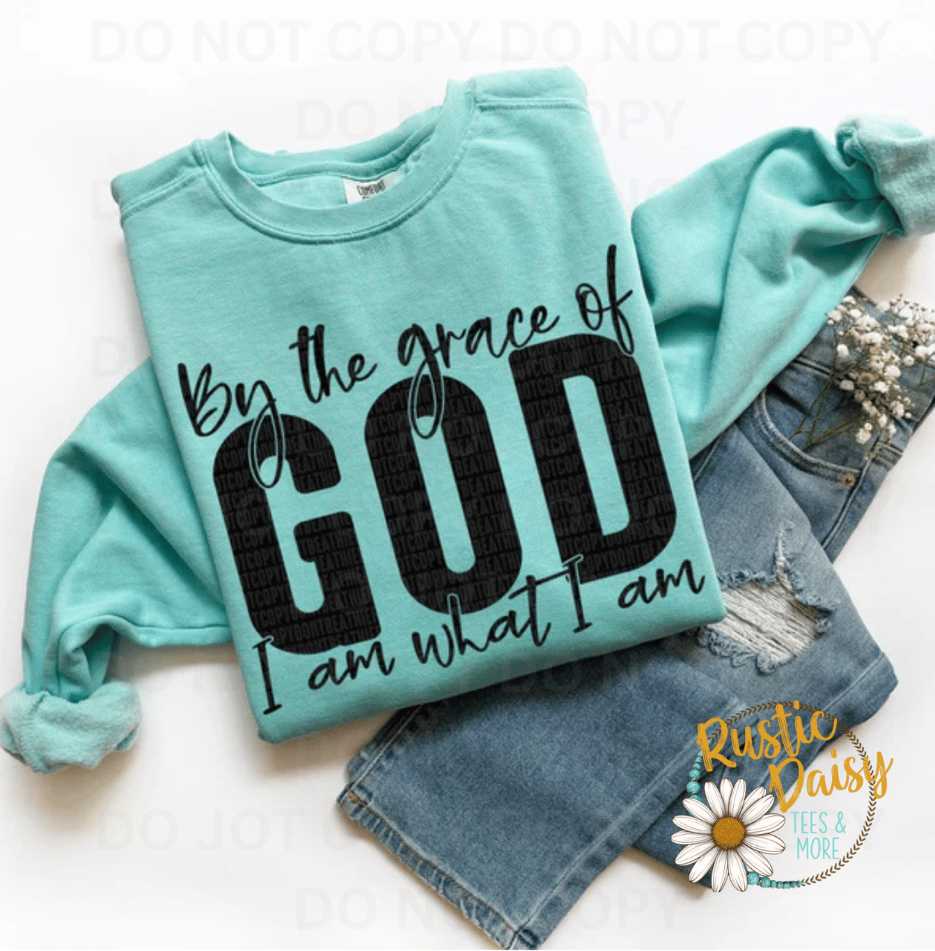 '-shirt with By the grace of GOD I am what I am text with GOD in large bold, black letters