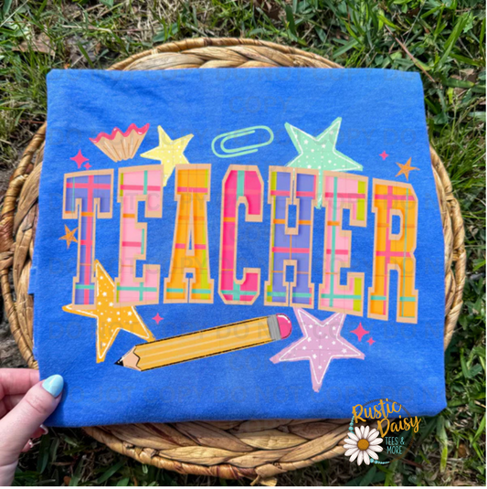 Teacher Varsity Font Stars & Stripes