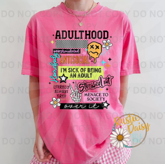 Adulthood overstimulated antisocial stressed out text collage pink