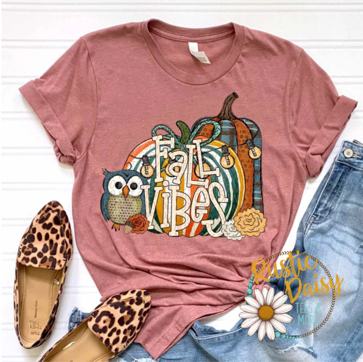 Fall Vibes Retro Pumpkins with Owl