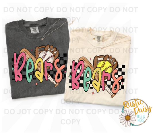 Bears checker design with baseball or softball option