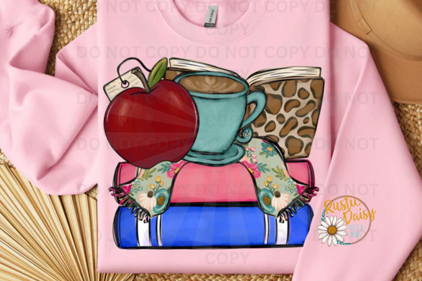 Book Stack Apple & Coffee