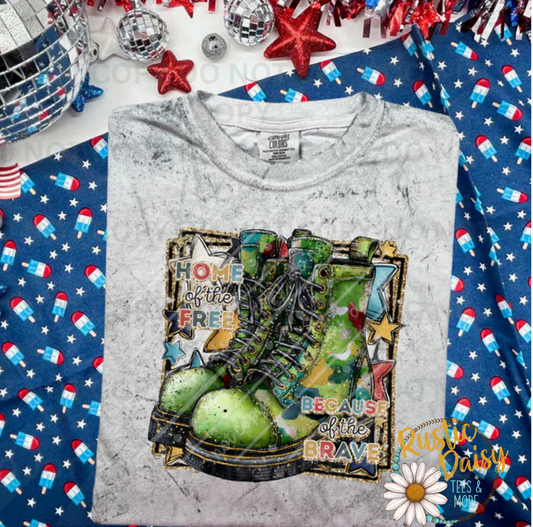 Home of the free because of the brave combat boots design