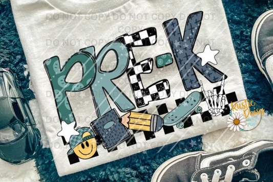 Skateboard Skeleton Peace Hand Grades Pre-K–6th
