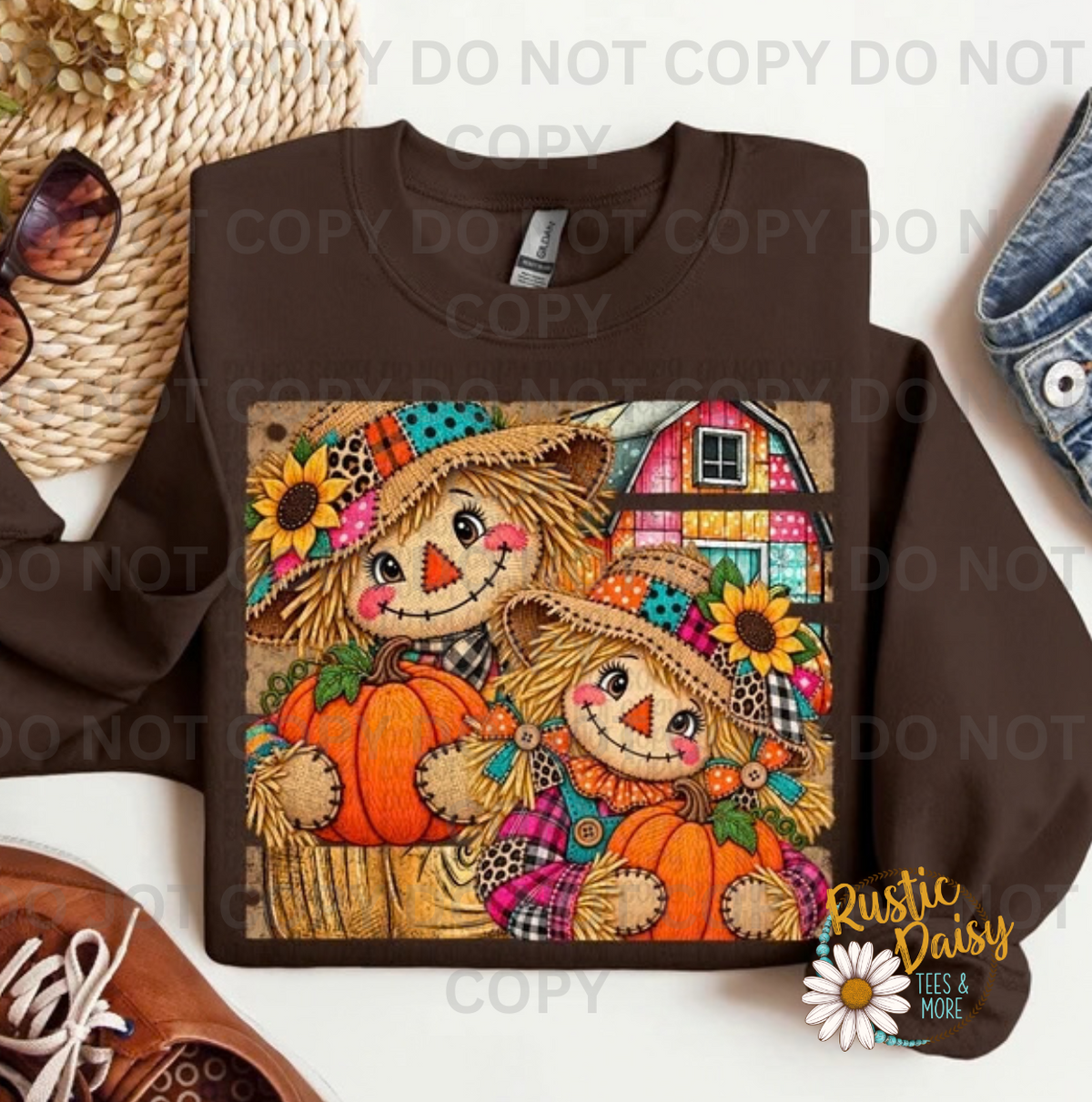 Scarecrows Holding Pumpkins