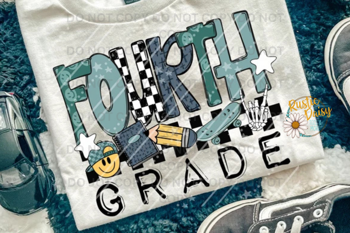 Skateboard Skeleton Peace Hand Grades Pre-K–6th