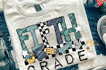 Skateboard Skeleton Peace Hand Grades Pre-K–6th