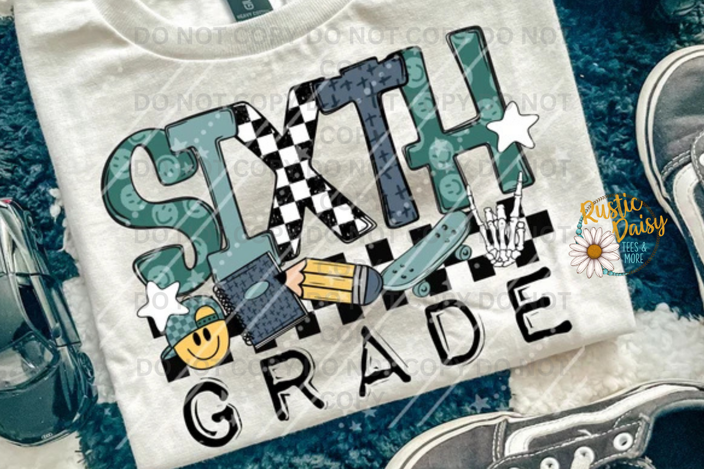 Skateboard Skeleton Peace Hand Grades Pre-K–6th