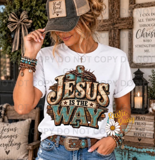 Jesus Is The Way Wooden Background
